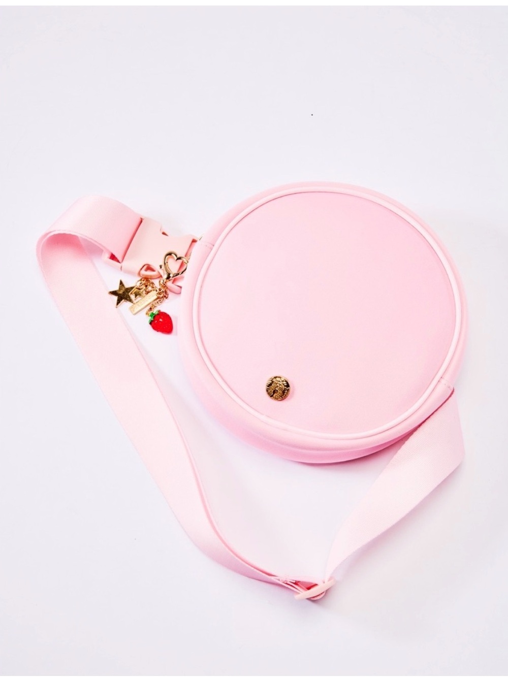 Starbucks Round Pink Crossbody Bag with Gold Charm Accents